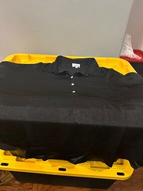 ANDREE BY UNIT Black Short Sleeve Button Polo Blouse